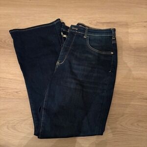 Pilcro by Anthropologie the Icon High Waisted Flare Dark Blue Jeans 32 Petite‎